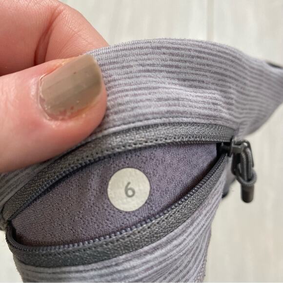 Lululemon Women's Black & Gray Stripe Run A Marathon Crop Leggings Size 6 - Picture 4 of 12